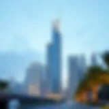 Stunning view of Jamal Tower against the Dubai skyline