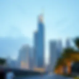 Stunning view of Jamal Tower against the Dubai skyline