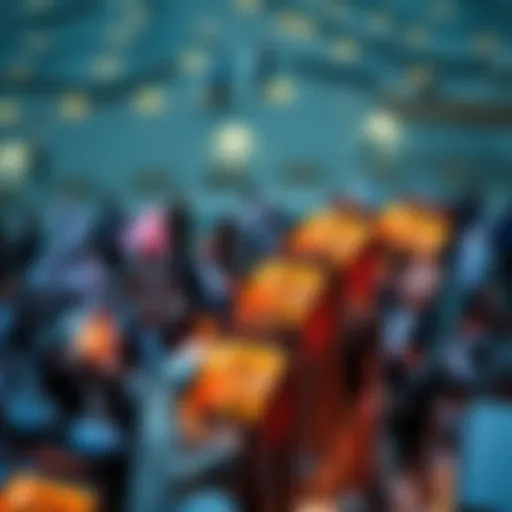 Aerial view of a vibrant auction event in the Emirates