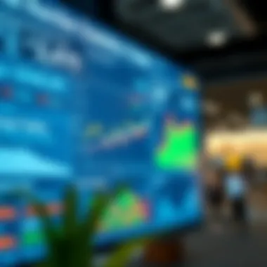 Digital Auction Statistics and Trends Digital screen displaying auction statistics and trends