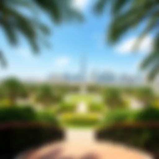 A panoramic view of Burj Park showcasing its lush greenery and iconic backdrop.