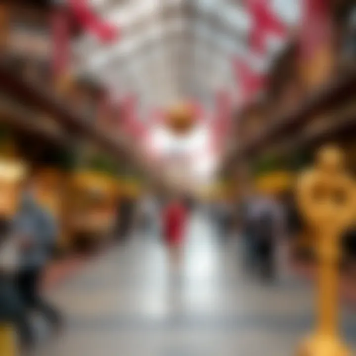 Visitors exploring various stalls and pavilions at Global Village